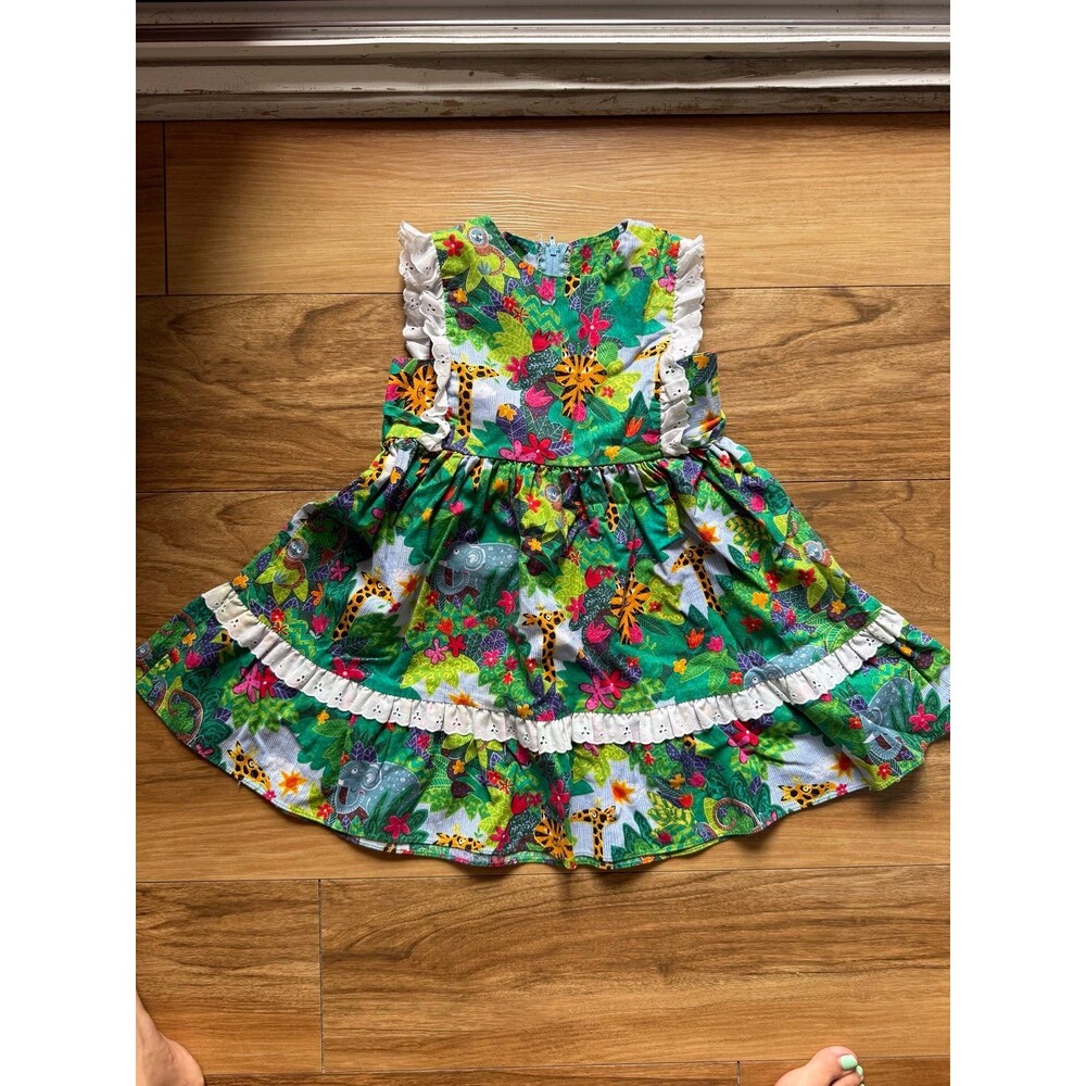 Hilo Hattie Girls Size 6 Jungle Animal Hawaiian Twirl Dress Made in Hawaii